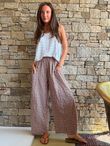Nonni Gingham Relaxed Barrel Pant Chestnut